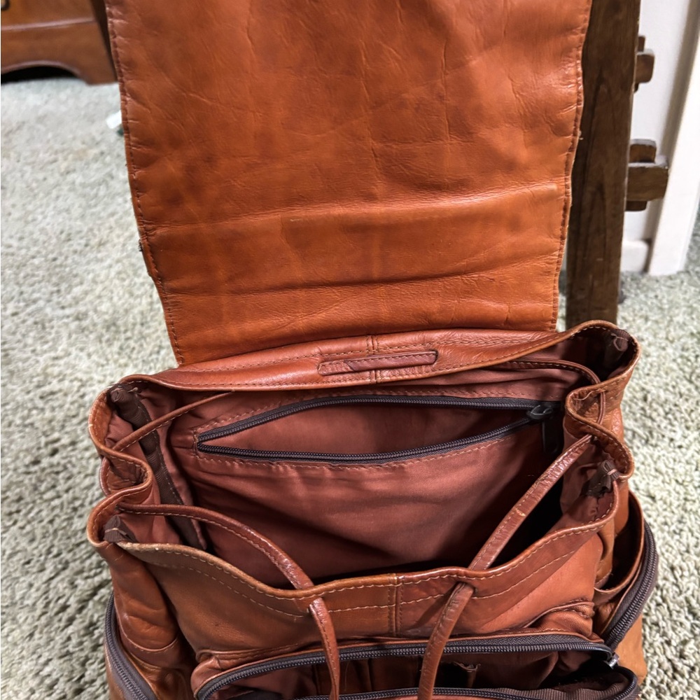 Brown Leather Backpack - Picture 2 of 6